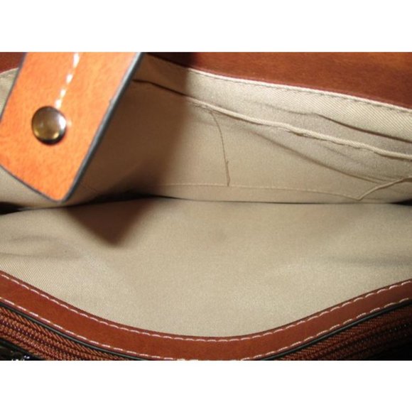 *Emilie M Woven Straw Brown Faux Leather Tote